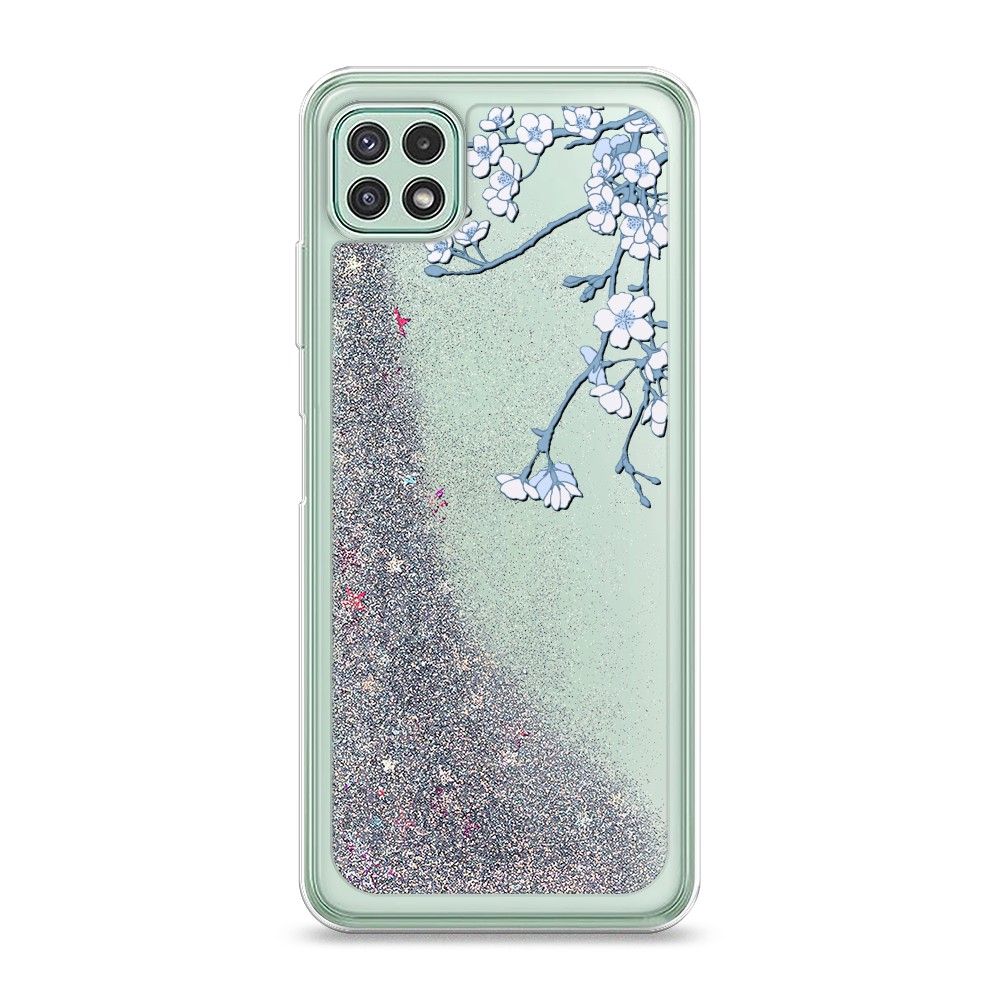 

Жидкий чехол с блестками "Розовая сакура" на Samsung Galaxy A22