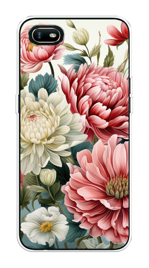 

Чехол на Oppo A1k "Садовые цветы рисунок", Розовый;зеленый;белый, 252150-1