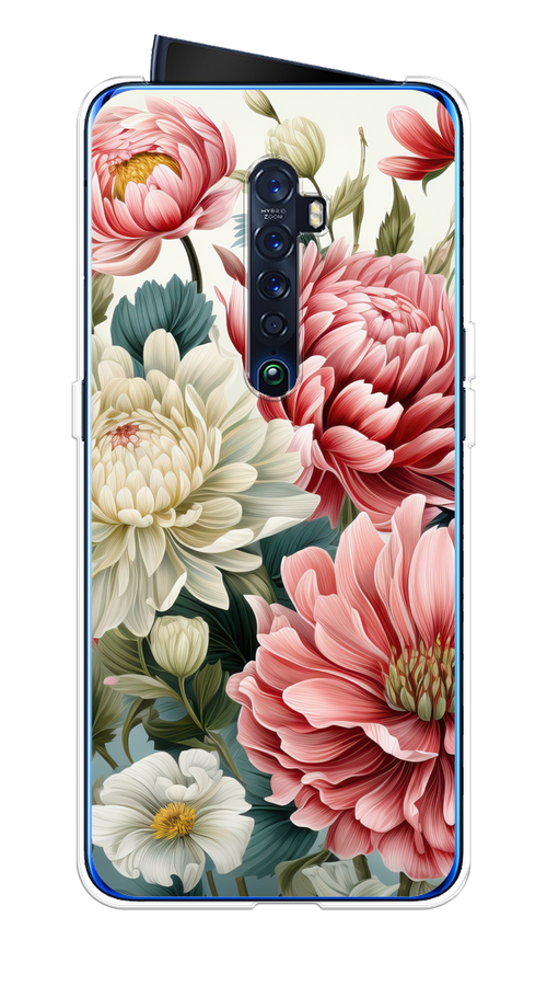 

Чехол на Oppo Reno 2 "Садовые цветы рисунок", Розовый;зеленый;белый, 253550-1
