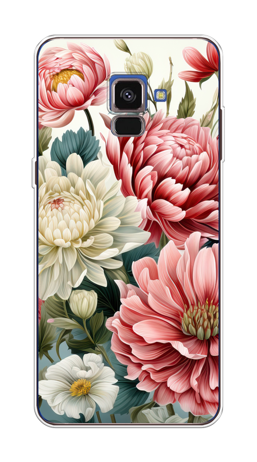 

Чехол на Samsung Galaxy A8 2018 "Садовые цветы рисунок", Розовый;зеленый;белый, 25450-1