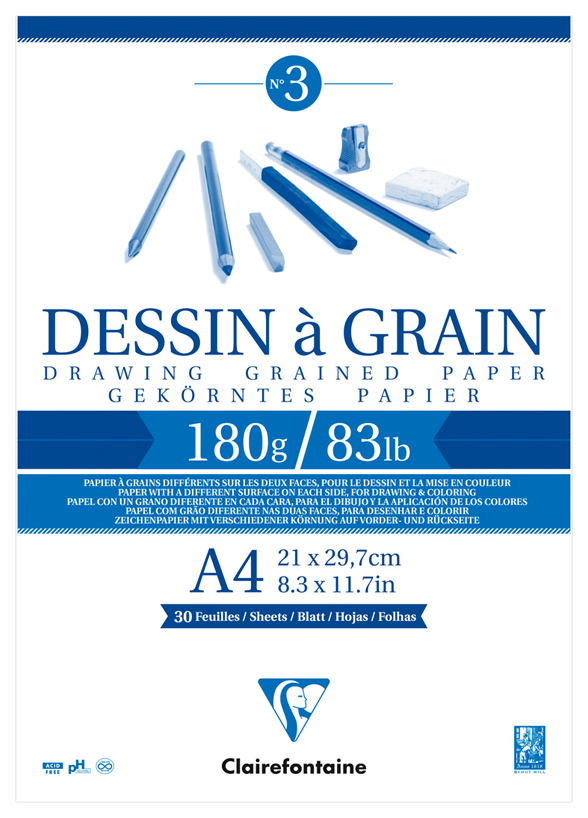 фото Блокнот для черчения clairefontaine dessin a grain а4 30 л белый