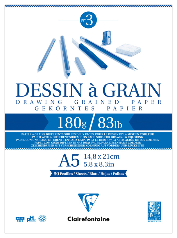 

Блокнот для черчения Clairefontaine Dessin a Grain А5 30 л белый