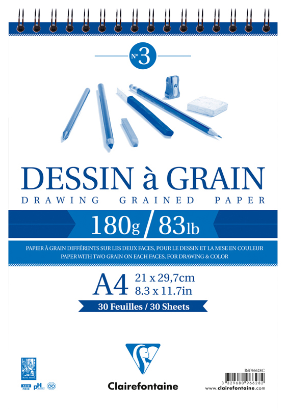 фото Блокнот для черчения clairefontaine dessin a grain 21х29,7 см 30 л белый