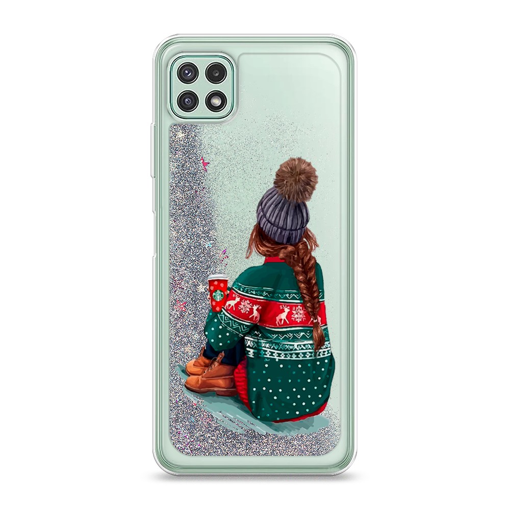 

Жидкий чехол с блестками "Розовая сакура" на Samsung Galaxy A22