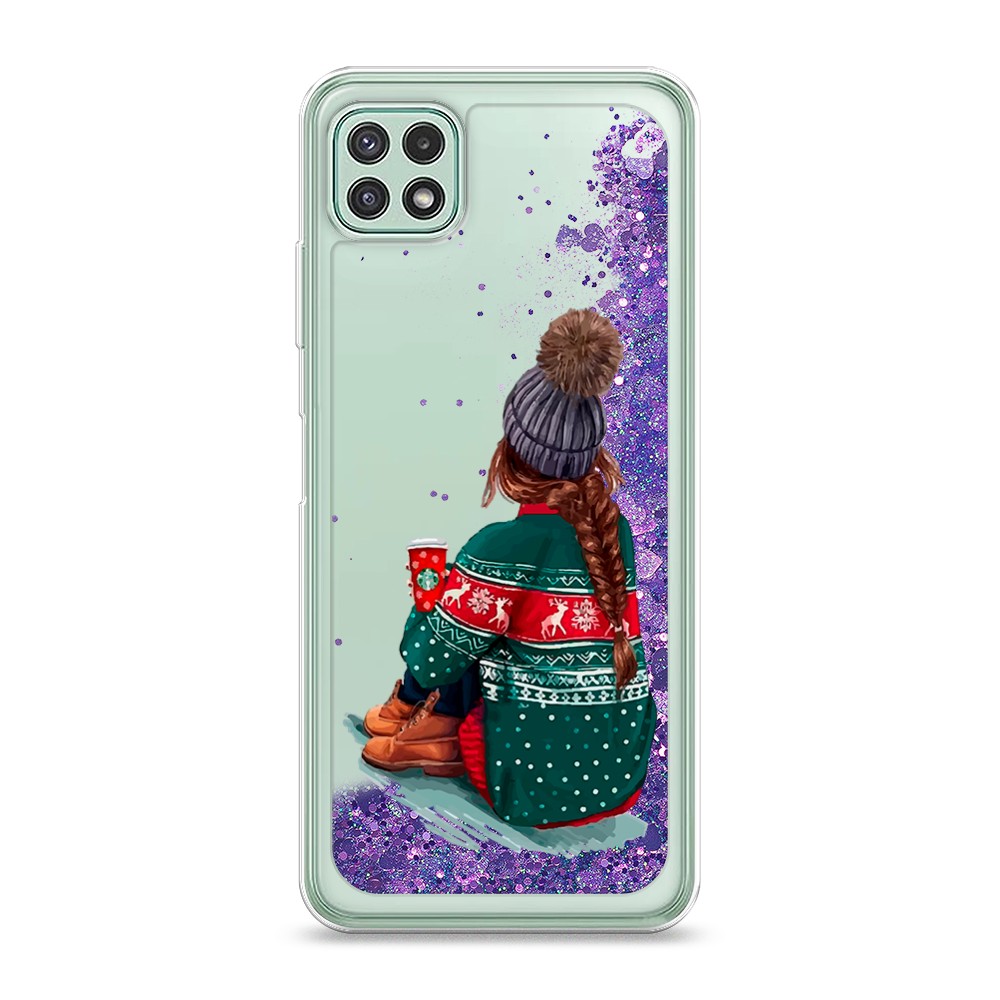 

Жидкий чехол с блестками "Розовая сакура" на Samsung Galaxy A22