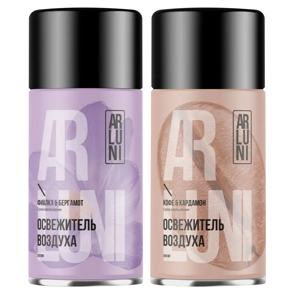 Освежитель Arluni Кофе и кардамон, Фиалка и бергамот, 250 мл х 2 шт