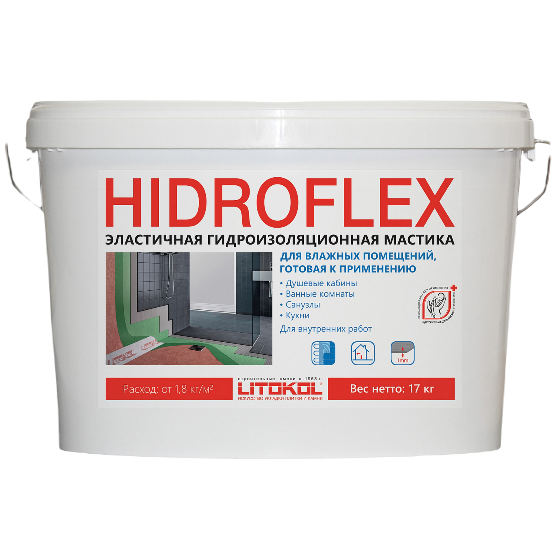 фото Litokol hidroflex-гидроизол. мастика 17 kg bucket 482570004