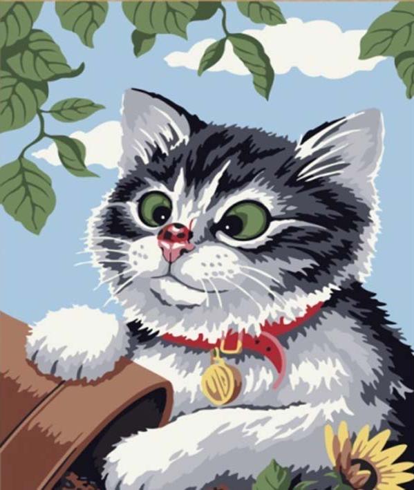 

Картина по номерам Цветной Любопытный котенок, 30x40 см, Любопытный котенок