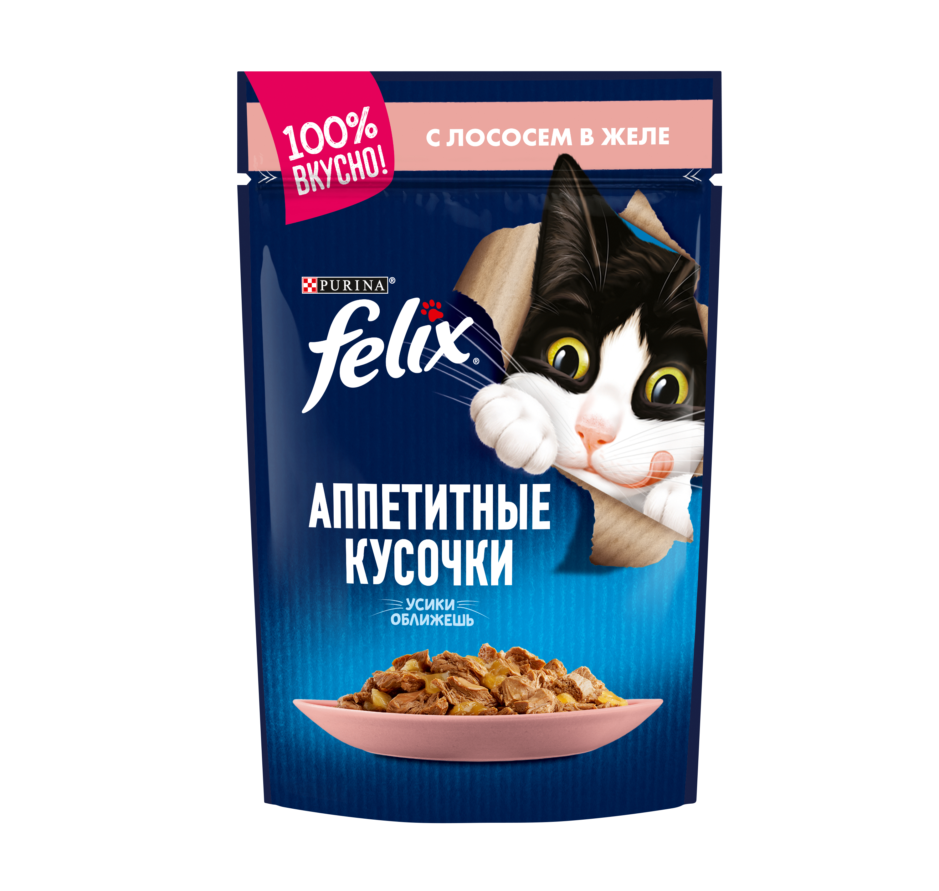 фото Влажный корм для кошек felix аппетитные кусочки, лосось, 85г