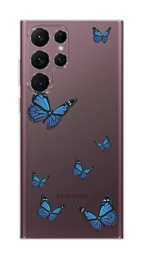 

Чехол Homey на Samsung Galaxy S22 Ultra "Blue butterflies", Синий;черный, 2104050-1