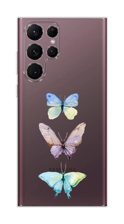 

Чехол Homey на Samsung Galaxy S22 Ultra "Акварельные бабочки", Бирюзовый;розовый, 2104050-1