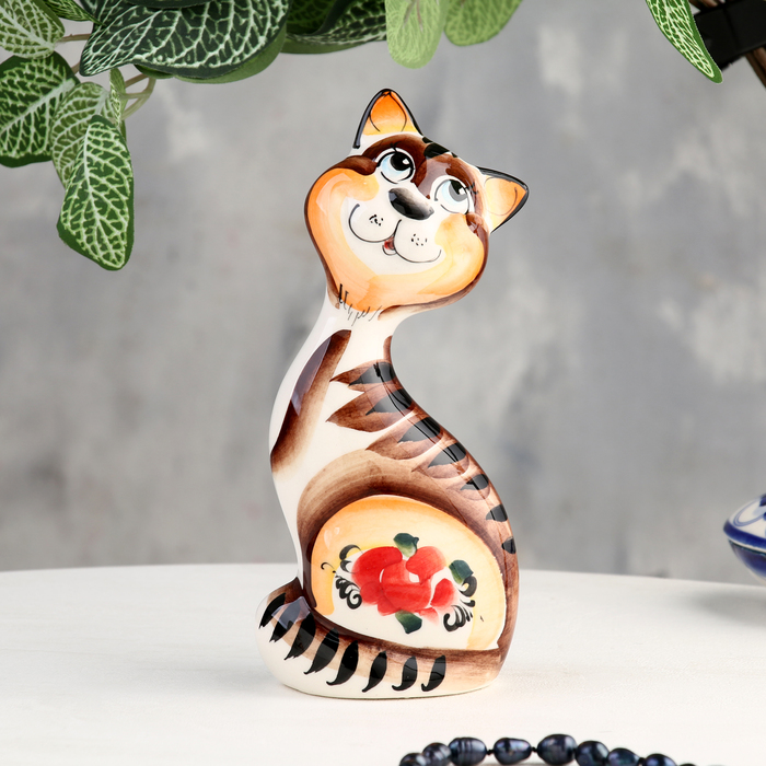 

Сувенир Кот с кошкой на удачу, Бежевый;коричневый