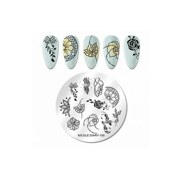 

Nicole Diary, Пластина для стемпинга 6*6 см 51564 ND-226, 1 шт, Серебристый