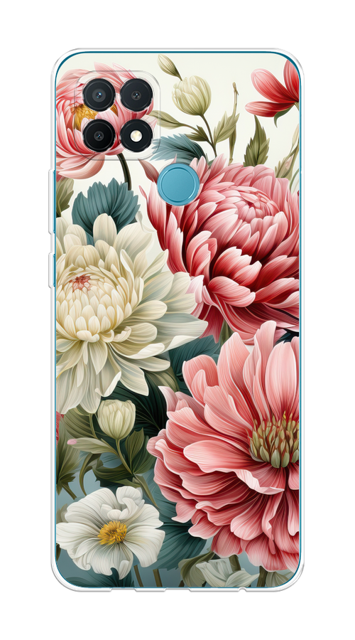 

Чехол на Oppo A15/A15s "Садовые цветы рисунок", Розовый;зеленый;белый, 254750-1