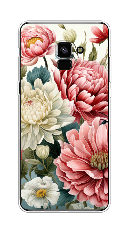 

Чехол на Samsung Galaxy A8 Plus 2018 "Садовые цветы рисунок", Розовый;зеленый;белый, 25550-1