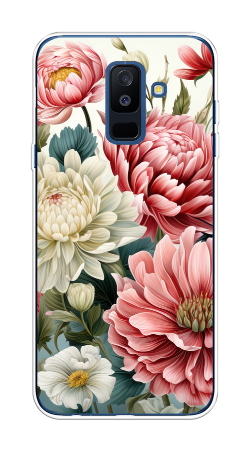 

Чехол на Samsung Galaxy A6 Plus "Садовые цветы рисунок", Розовый;зеленый;белый, 26050-1