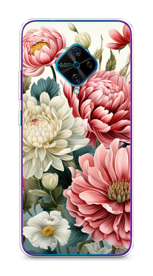 

Чехол на Vivo V17/Y9s "Садовые цветы рисунок", Розовый;зеленый;белый, 262450-1