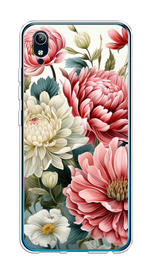 

Чехол на Vivo Y91c/Y1s "Садовые цветы рисунок", Розовый;зеленый;белый, 262850-1