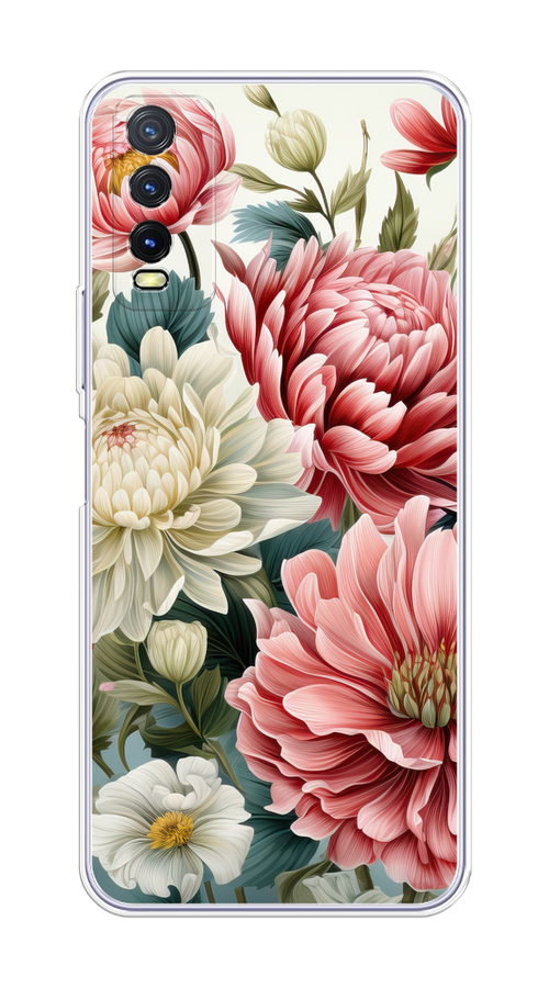 

Чехол на Vivo Y20 "Садовые цветы рисунок", Розовый;зеленый;белый, 263650-1