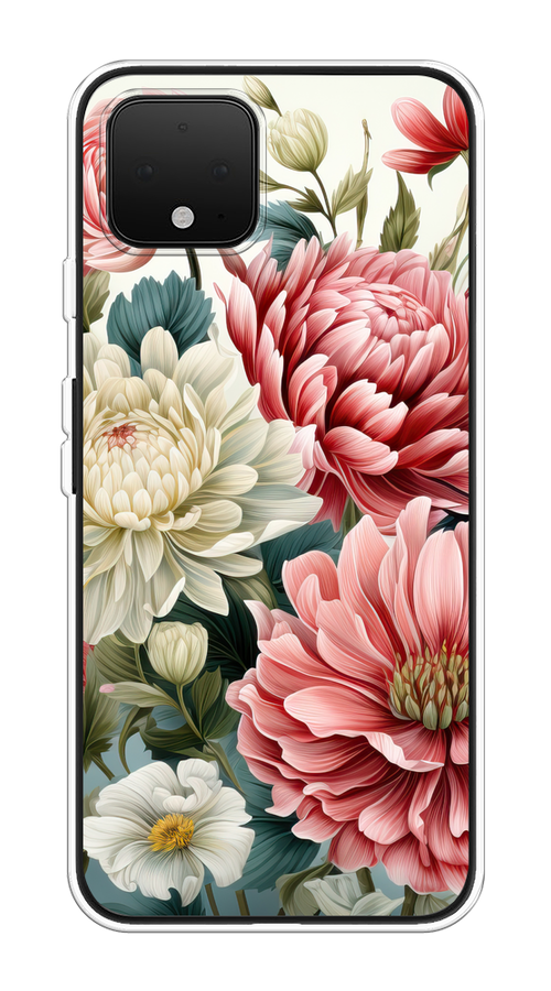 

Чехол на Google Pixel 4 "Садовые цветы рисунок", Розовый;зеленый;белый, 270250-1