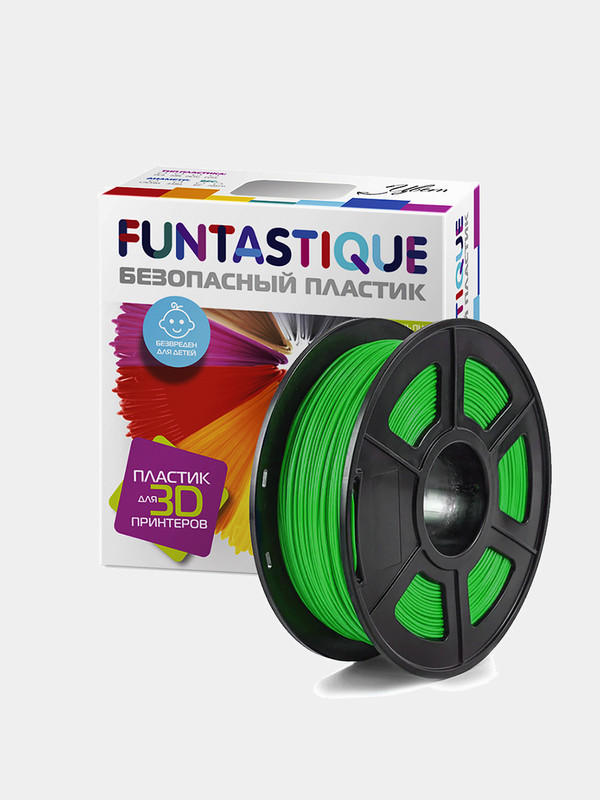 

Пластик в катушке Funtastique PETG,1.75 мм,1 кг, цвет Зелёный