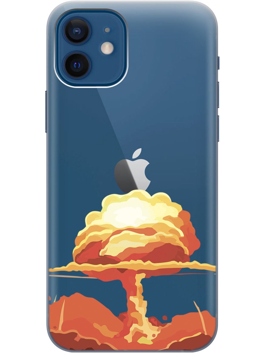 

Чехол на Apple iPhone 12/Apple iPhone 12 Pro силиконовый с принтом "Boom", Прозрачный;красный, 20000443