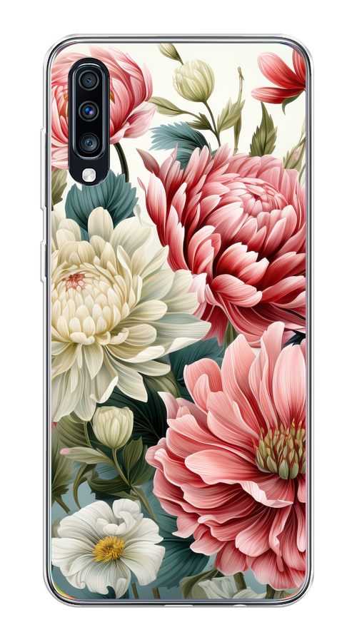 

Чехол на Samsung Galaxy A70 "Садовые цветы рисунок", Розовый;зеленый;белый, 28150-1