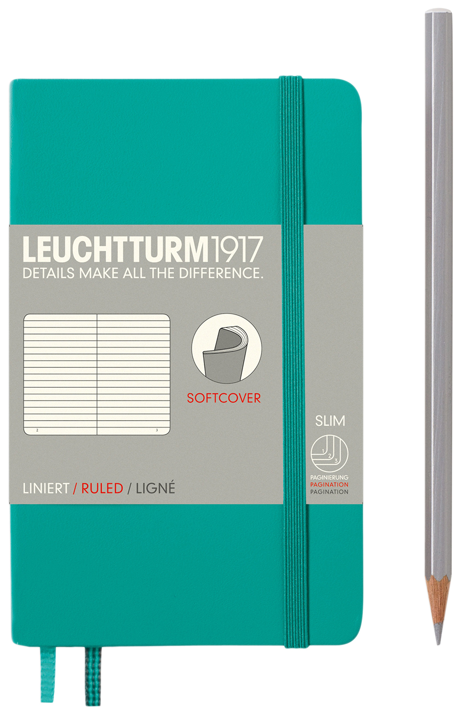 

Записная книжка Leuchtturm Pocket Lecht-355297 A6 в линейку мягкая обложка изумрудная