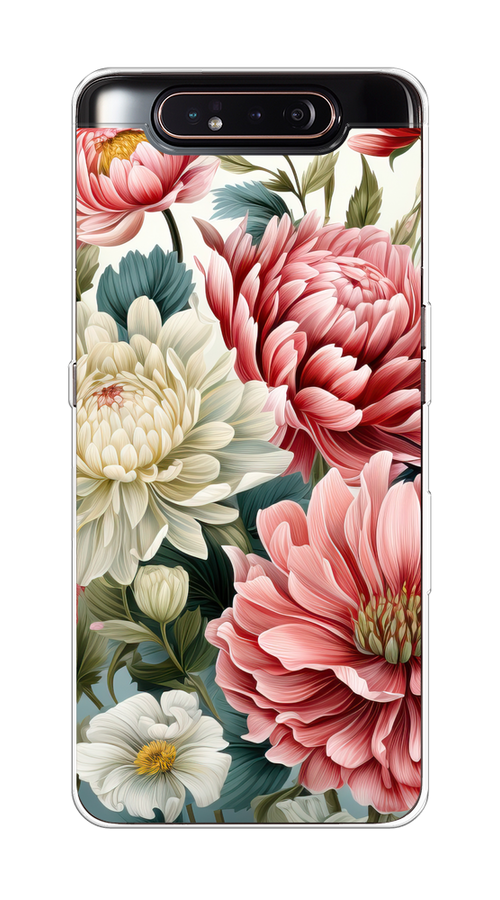

Чехол на Samsung Galaxy A80 "Садовые цветы рисунок", Розовый;зеленый;белый, 28350-1