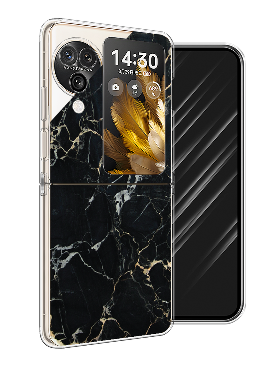 

Чехол Awog на Oppo Find N3 Flip "Черный мрамор уголок", Черный;золотистый, 2517250-1