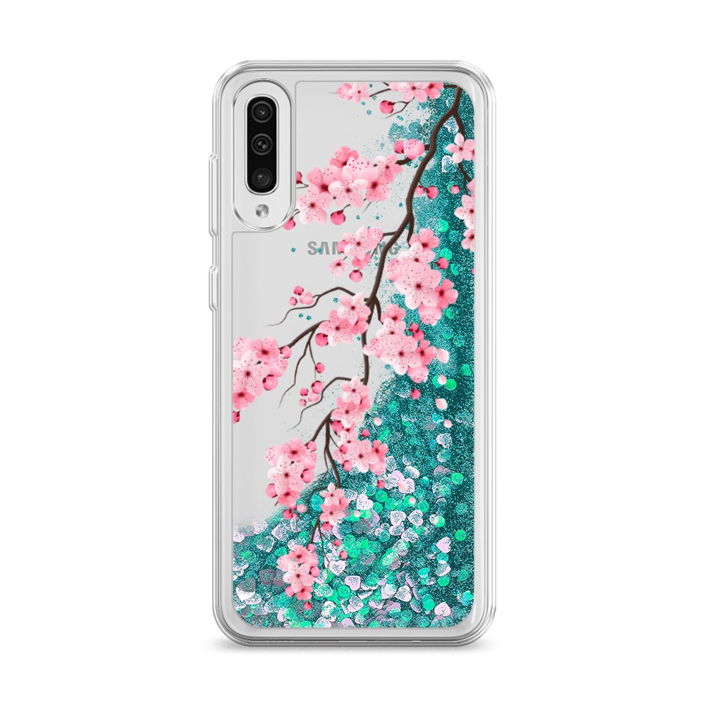 

Жидкий чехол с блестками "Розовая сакура" на Samsung Galaxy A30s, 28895-1