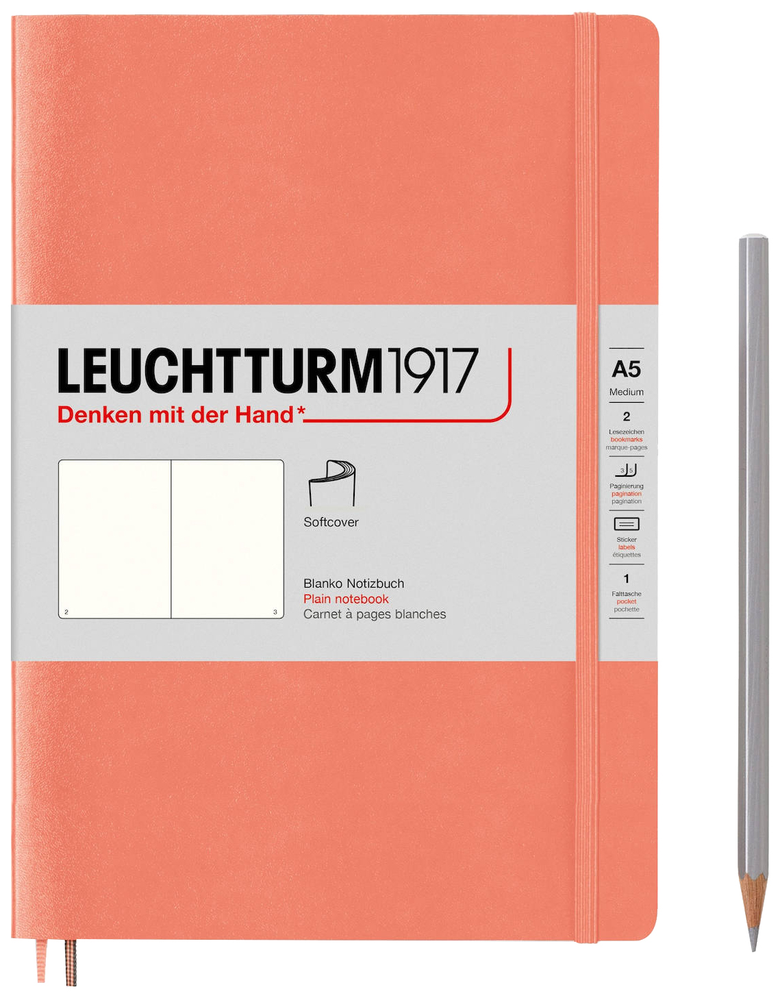 Записная книжка Leuchtturm Lecht-361597 А5 нелинованная мягкая обложка персиковая
