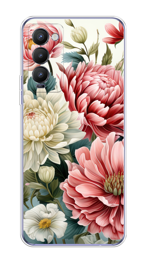 

Чехол на Tecno Camon 18/18T "Садовые цветы рисунок", Розовый;зеленый;белый, 300950-1
