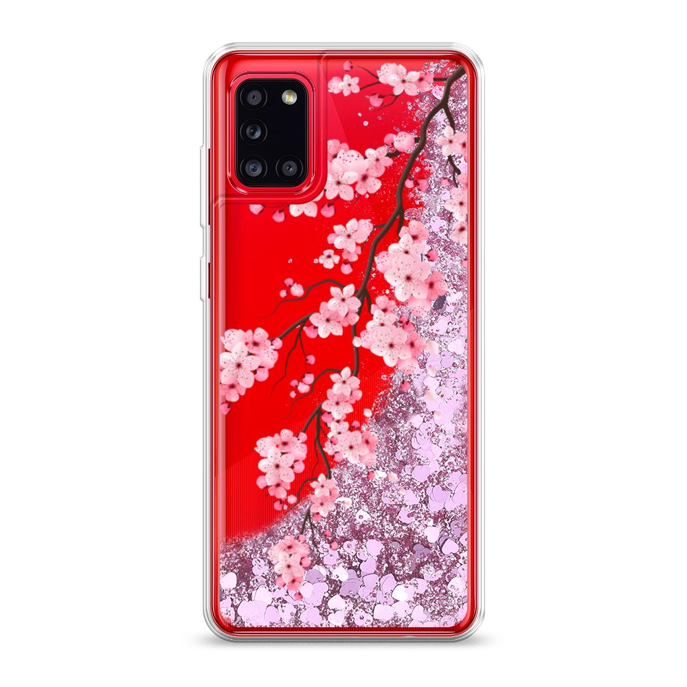 

Жидкий чехол с блестками "Розовая сакура" на Samsung Galaxy A31