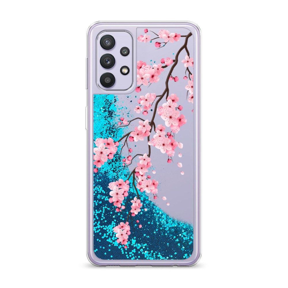 

Жидкий чехол с блестками "Розовая сакура" на Samsung Galaxy A32, 2102093-1