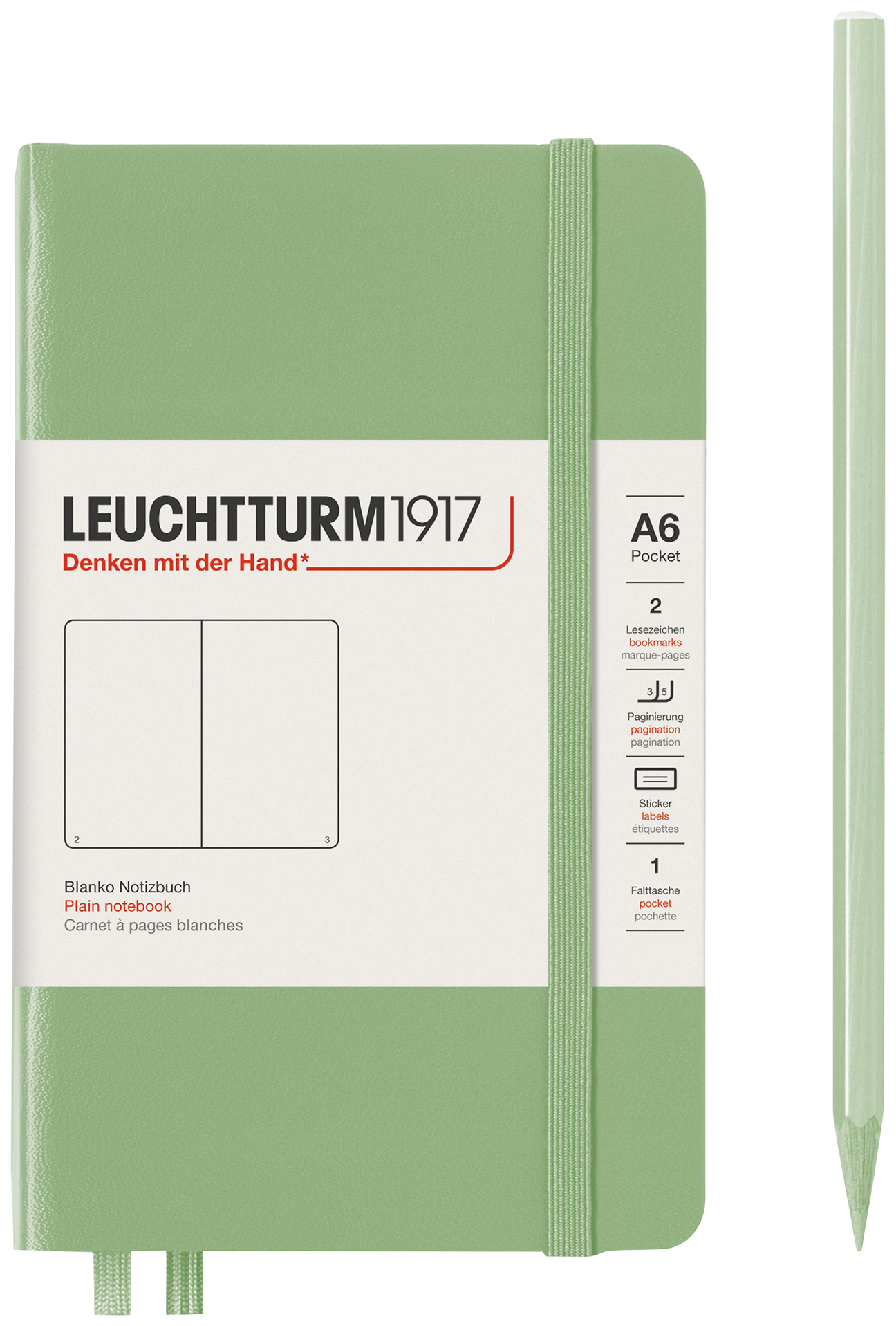 

Записная книжка Leuchtturm Lecht-363943 A6 твердая обложка пастельный зеленый