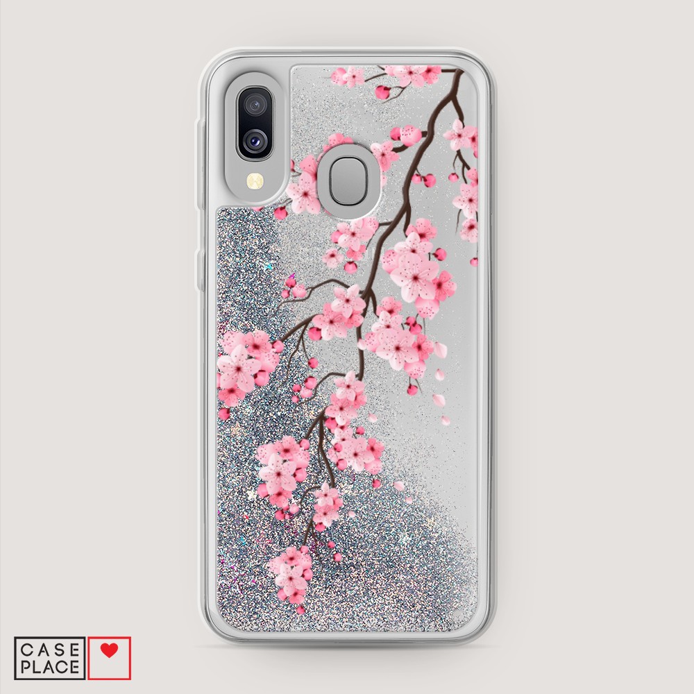 

Жидкий чехол с блестками "Розовая сакура" на Samsung Galaxy A40