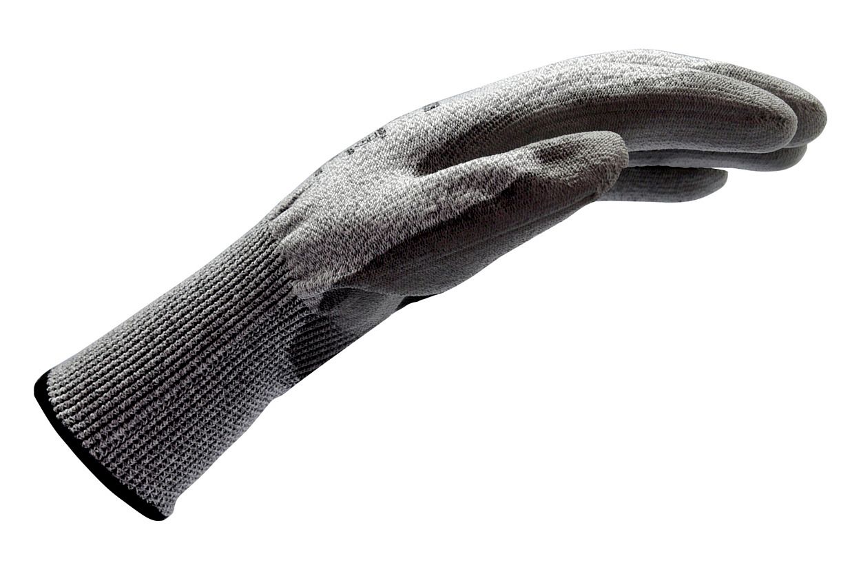 фото Перчатки противопорезные с полиуретановым покрытием серые mte cut4 р.7