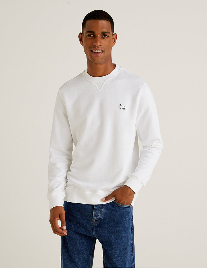 

Свитшот мужской United Colors of Benetton 21A_3J70U100C белый 2XL, 21A_3J70U100C