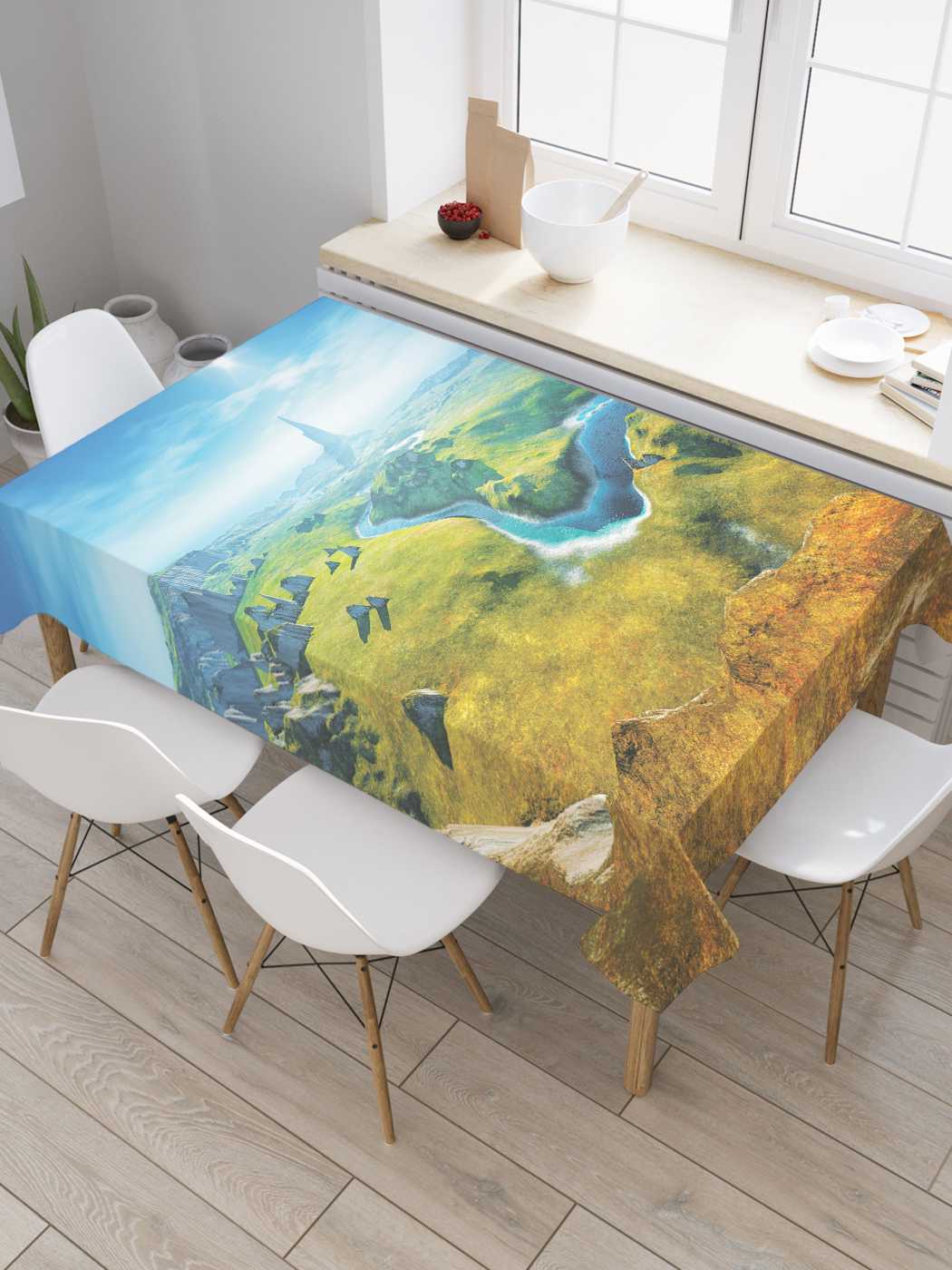 

Скатерть прямоугольная JoyArty "Речка в долине" из сатена, 180x145 см, Зеленый, Речка в долине