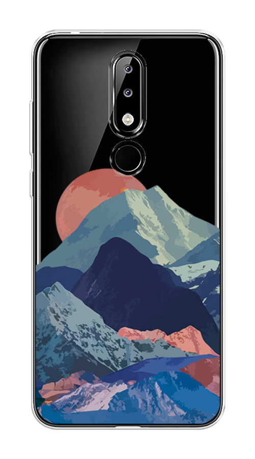 

Чехол на Nokia 5.1 Plus (X5) "Закат в снежных горах", Красный;серый;голубой, 121950-2