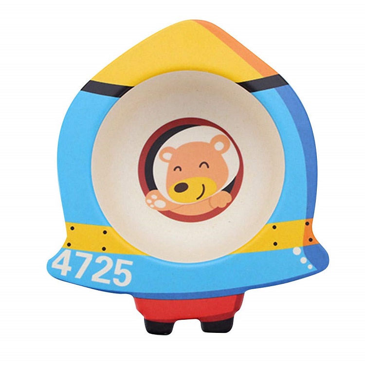 фото Детская тарелка baby fox bf-bowl-17 мишка в ракете цв. голубой