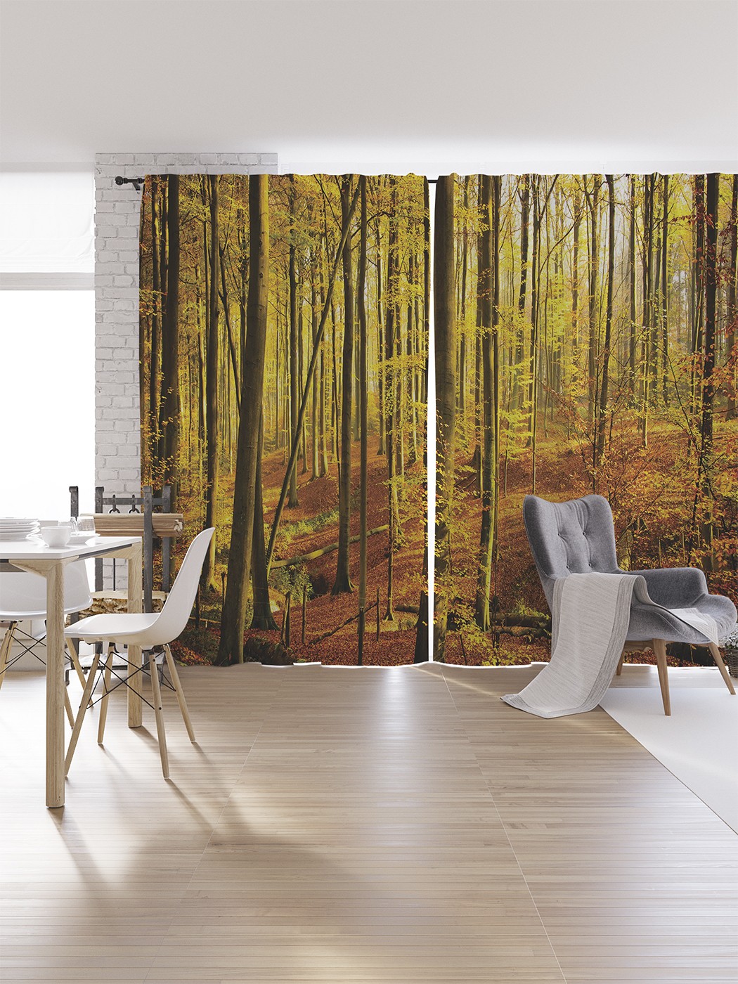 

Шторы под лён «Желтеющие леса», серия Oxford DeLux, 340х265 см