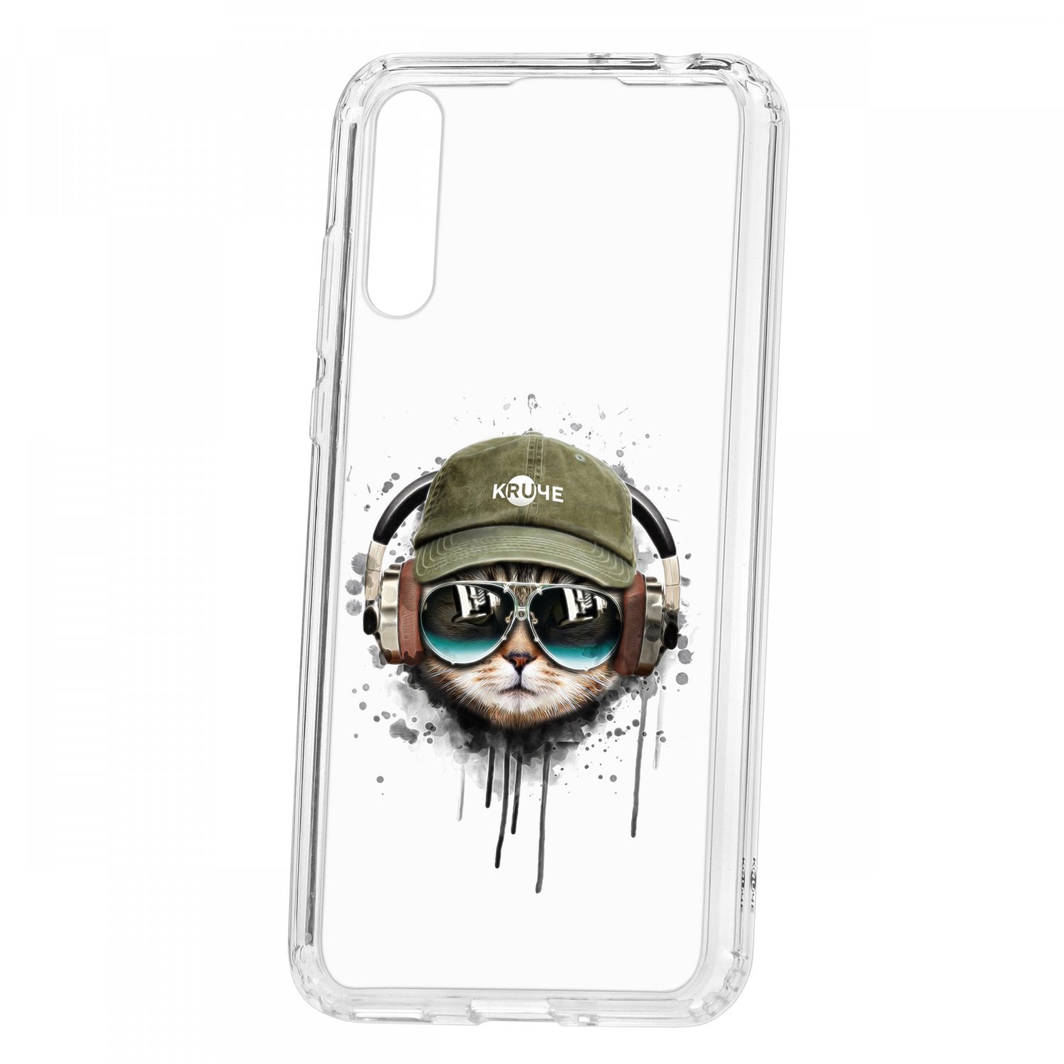 

Чехол для Huawei Y8P КRUЧЕ Print Кот в наушниках, Прозрачный;зеленый;черный;бежевый, Print
