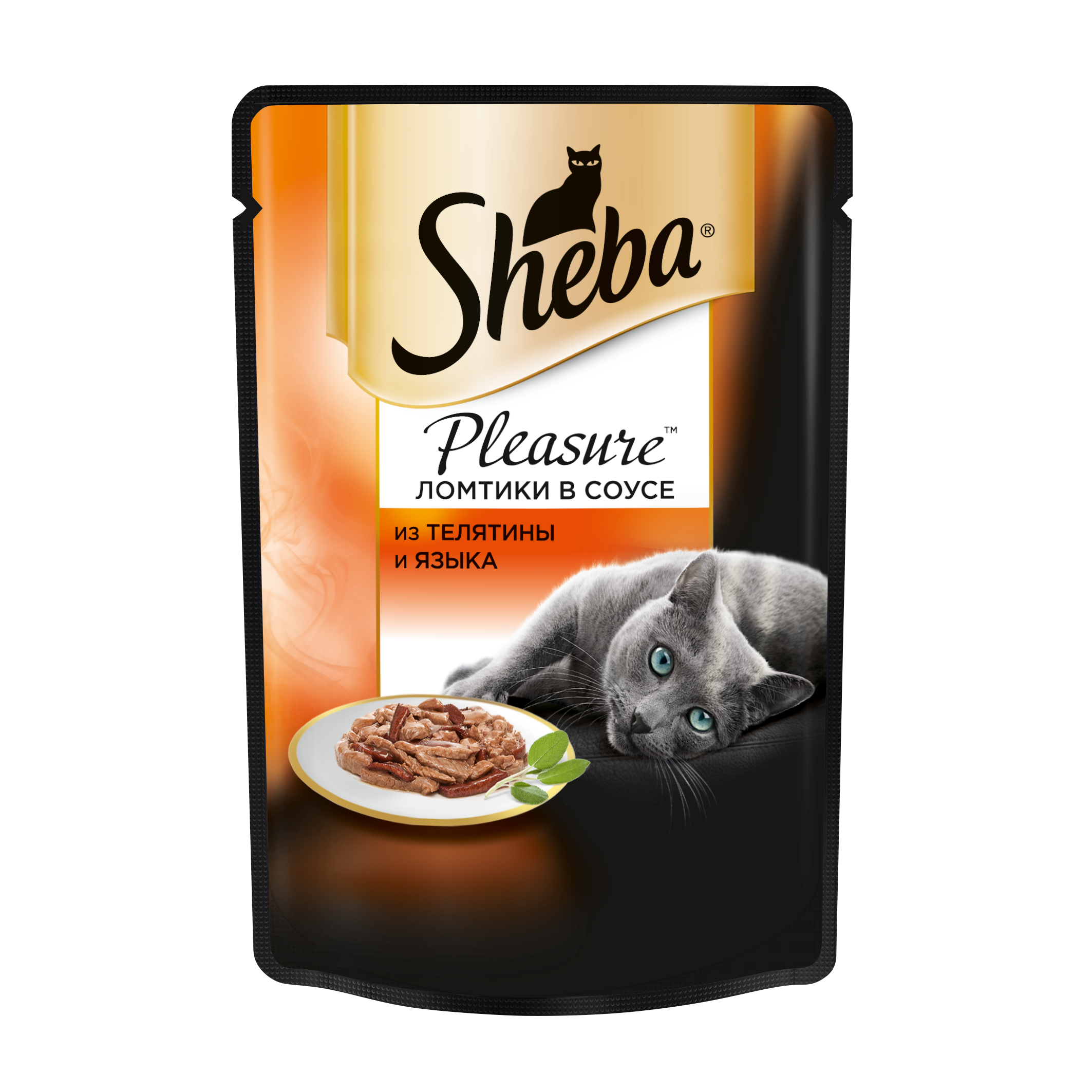 Влажный корм для кошек Sheba Pleasure ломтики из телятины и языка в соусе, 85г