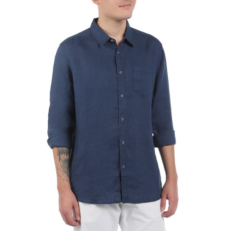 

Рубашка мужская Maison David SHIRT синяя XL, Синий, SHIRT