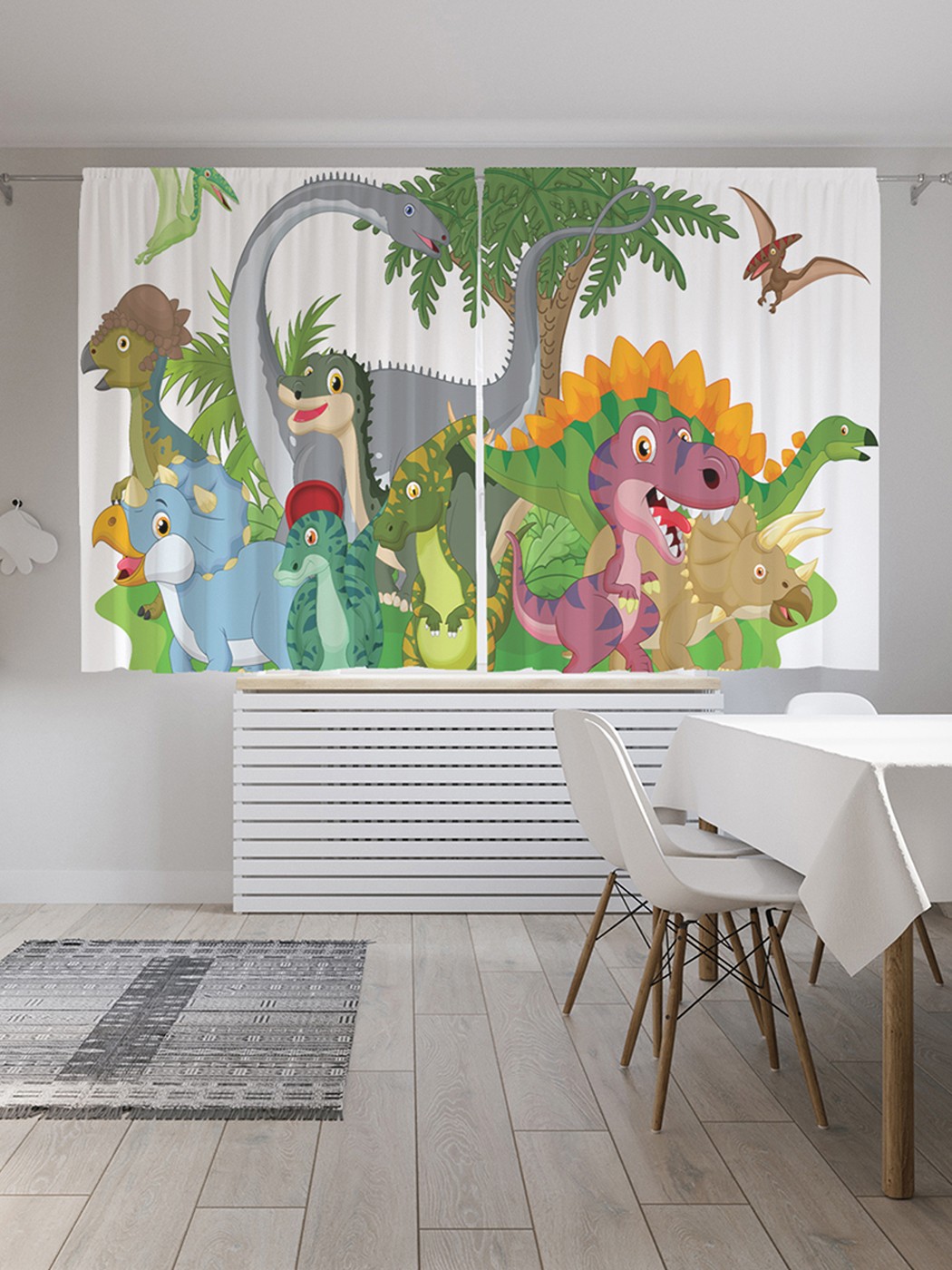 

Шторы под лён «Динозавры играются», серия Oxford DeLux, 290х180 см