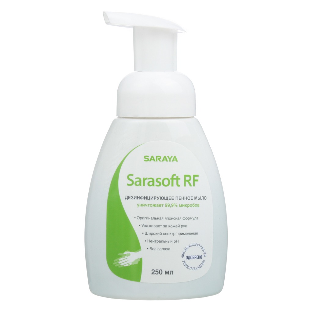 Жидкое мыло Saraya Sarasoft RF 250 мл дезинфицирующее пенное мыло sarasoft r 1 2 л