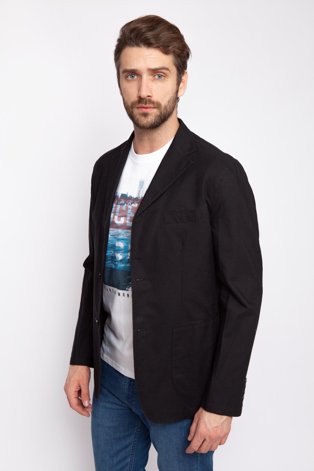 

Полуприталенный пиджак из хлопка мужской Kanzler чёрный 50, 19S-JST1/C02-WF/09