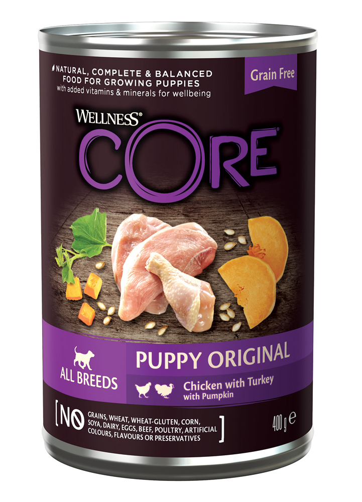 

Консервы для щенков Wellness CORE 95 Курица с индейкой и тыквой, 400 г, 95 Курица с индейкой и тыквой для щенков 400 г